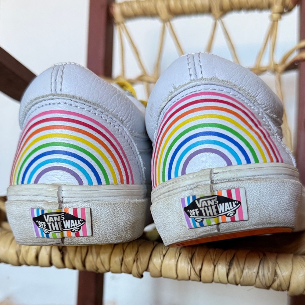 🌈 Vans x Flour Shop Unisex Multicolor Rainbow Old Skool Shoes Size M 6.5 W 8